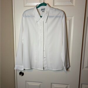 Women’s Vintage Joanna Embroidered Sheer Button Down White XL Grandmacore